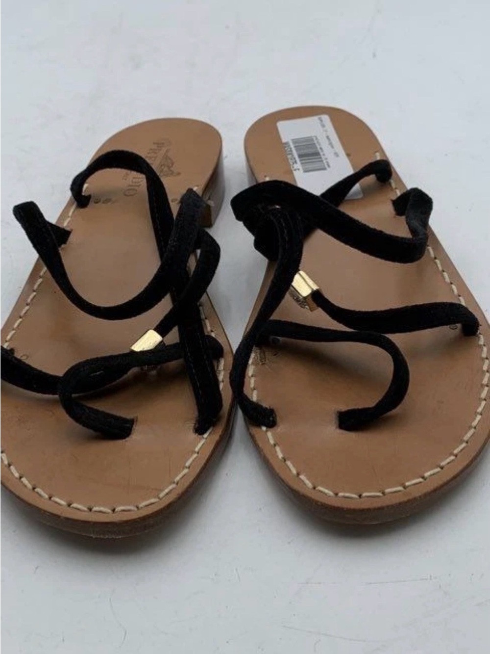 Preludio Womens Black Slip On Comfort Strappy Sandals Size US 10